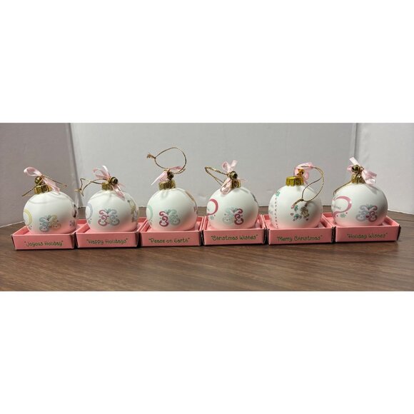 Precious Moments Tiny Trimmings Christmas Ornaments Set Of 6 VTG 1990s Porcelain - Picture 5 of 14